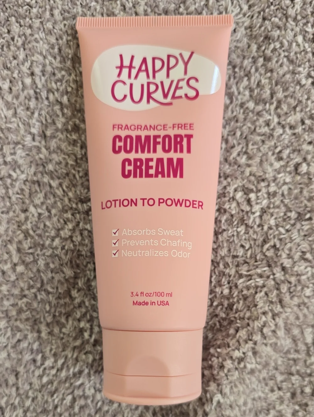 Happy Curves Comfort Cream Fragrance-Free Lotion to Powder Anti-Chafing Cream